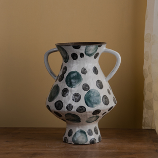 双耳斑点花瓶紫砂泥 H0230 口14高26.5肚径19 122