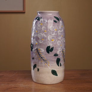 口7cm 花瓶紫底白色紫藤花ff 3272 高23cm 125