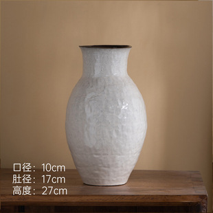 145,C009,C075,C099白花瓶摆件客厅插干鲜花侘寂风复古轻奢陶瓷