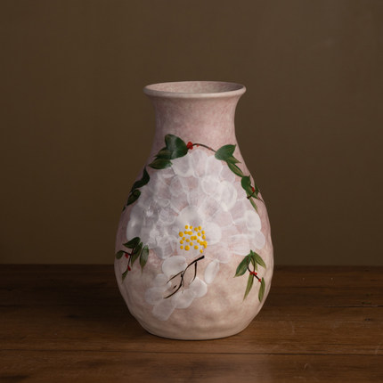 『120』1252-花瓶紫藤花浅紫色（口7cm  高18cm）