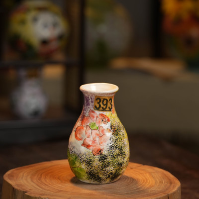 『393』2378-花瓶玉壶春莲花出淤泥而不染（口7cm，高18cm）