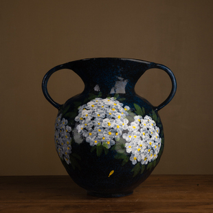 『128』景德镇陶瓷花瓶摆件客厅插花绣球花干枝干花复古中式民宿