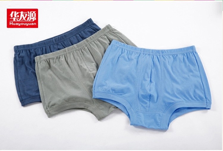 华友源内裤男士纯棉平口加大平角内裤6492舒适中老年特惠十条装