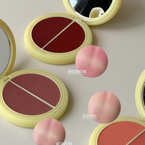 simihaze双色腮红膏dawn redmoon红月 tropic 霜转粉质地清透自然