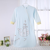 睡袋衣防踢被 纯棉一体半圆双向拉链薄款 春秋夏季 单层宝宝婴儿长袖