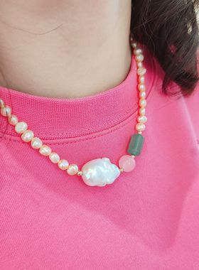 小冯今天也很开心呢同款新中式天然淡水巴洛克珍珠项链女轻奢小众