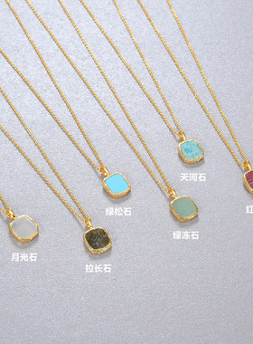 ins欧美简约天然绿松石吊坠925银