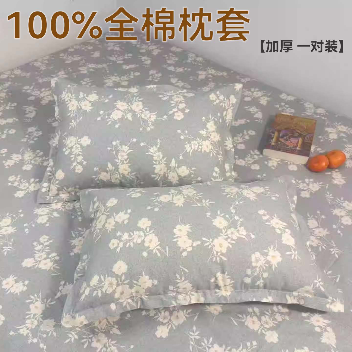 全棉枕套加厚磨毛一对装30x50儿童40x60cm成人纯棉100枕头套秋冬