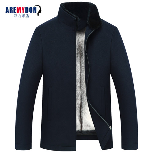 尼克服水貂内胆立领秋冬真皮皮衣