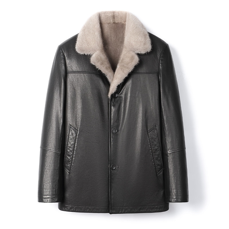 23新款牛皮皮貂一体进口水貂皮衣