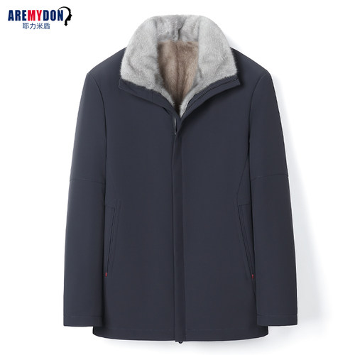 进口银兰宝石灰貂整貂男装皮草