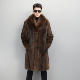 进口美洲浣熊过膝皮草大衣男士 高端皮毛一体青果领纽扣外套 冬季