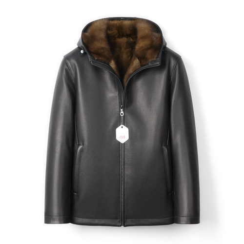 农夫色紫貂x红鹿鹿皮男水貂皮衣