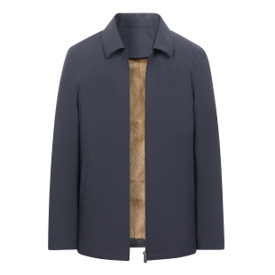 进口水貂尼克服整貂十字貂黑貂内胆可拆卸海宁男士立领商务外套