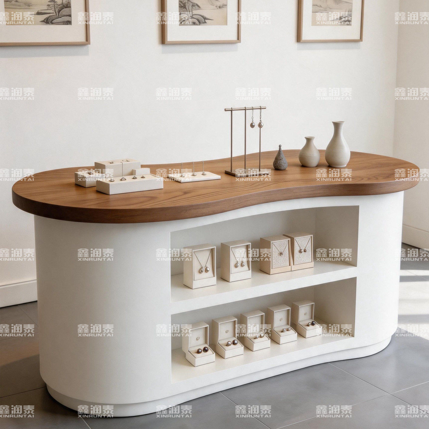 定制烤漆玩具店美容院中岛台饰品店展台宠物店陈列柜彩妆店展示台
