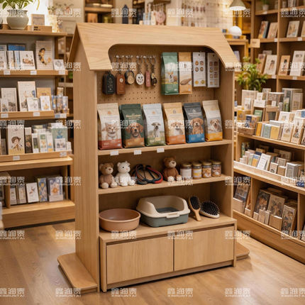 定制双面宠物店海洋板洞洞板展示架商场文创店展示柜饰品店陈列柜