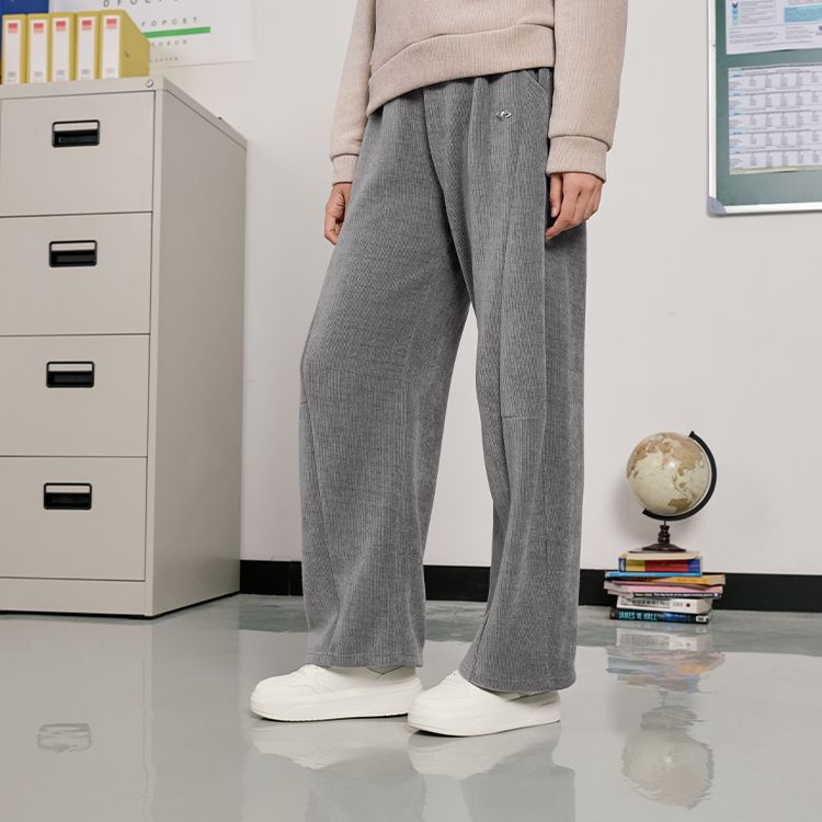 乔丹质燥针织长裤女2025宽松直筒复古休闲运动裤女裤QDLKL2254249