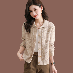 针织衫 翻领毛衣开衫 打底外搭2025新款 短款 小个子洋气线衣 外套女装