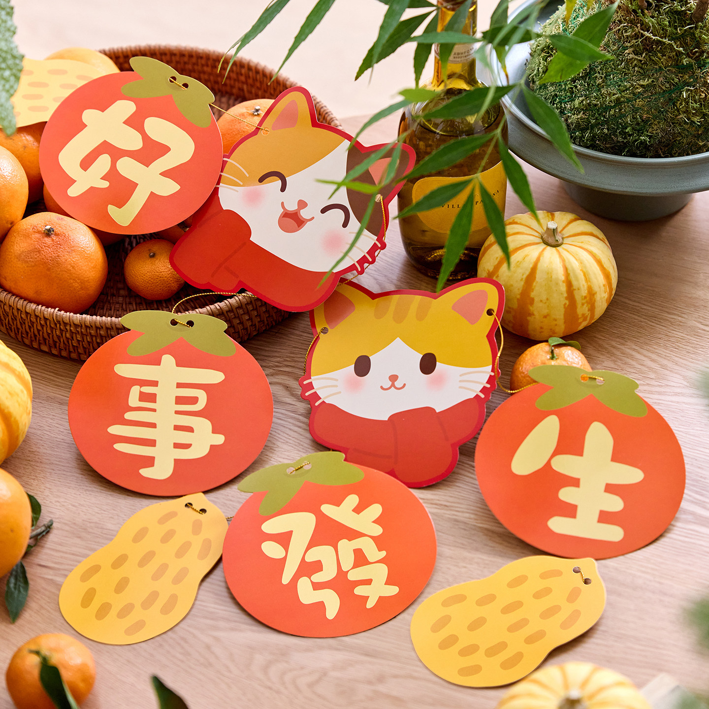 2026【节日拉花】猫咪新款装饰满月乔迁福创意可爱彩旗对联小红书,节庆用品/礼品,节日装扮用品,淘宝优惠券,粉丝福利购,淘宝优惠卷