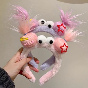 网红款炸毛发箍女孩个性搞怪头饰创意百搭洗脸压碎发头箍丑萌发卡