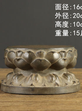 中式仿古老石头石墩莲花座茶台