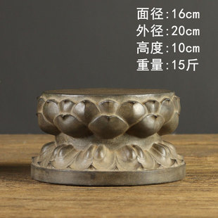 山西古建筑天然青石整料仿古雕刻莲花座石鼓摆件茶台壶垫石墩底座