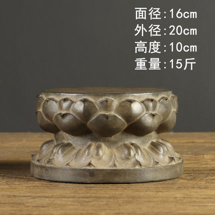 山西古建筑天然青石整料仿古雕刻莲花座石鼓摆件茶台壶垫石墩底座