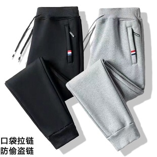 纯棉春秋夏季运动裤男宽松束脚灰色薄款大码休闲小脚收口针织卫裤