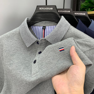 清仓捡漏男士POLO衫纯棉长袖翻领T恤春秋2024新款中年上衣衬衫领