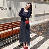 新品！羊毛披肩格纹抽褶收腰吊带裙套装139-25128-P175控268，女装套装/套裙，浙宝139