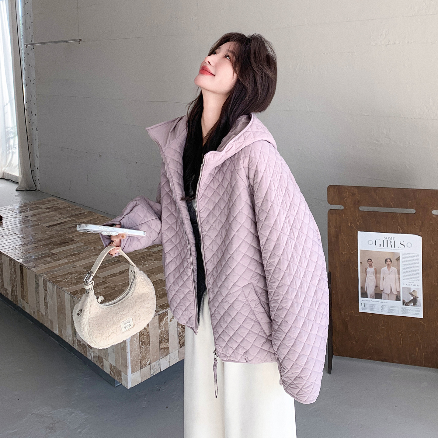 新品！已安排出货菱格连帽棉衣139-25151-P185控288，女装棉衣/棉服，浙宝139
