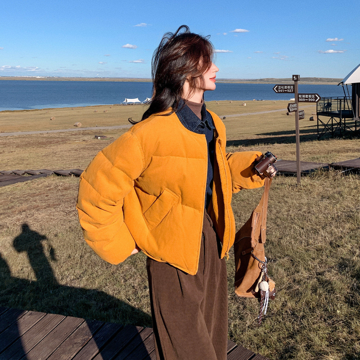复古简约风立领短款羽绒服女2025新款小个子超好看连帽外套面包服,女装羽绒服,浙宝139