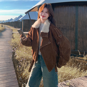 新品现货！植绒牛仔 毛领重工派克羽绒服139-25166-P305控458图片