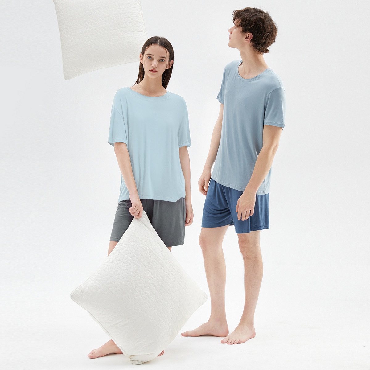 淳度【好物直降】夏季情侣可外穿家居服短袖短裤家居服套装图片