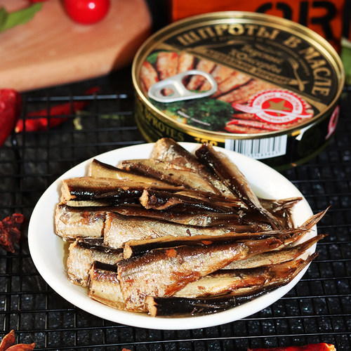 俄罗斯进口油浸波罗的海熏制小鲱鱼罐头即食品下酒菜熏鱼肉160g - 封面