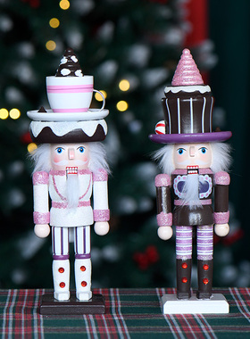 新品上架25CM欧式胡桃夹子红色圣诞老人旗手姜饼人家具桌面摆放送