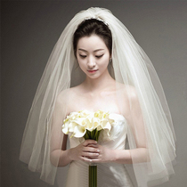 2020 Korean all-around bridal pompous wedding headdress simple plain dress short travel photography wedding headdress