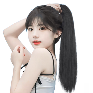 假发女发夹马尾夏扎发抓夹式马尾仿真人发自然长直发高马尾小辫子