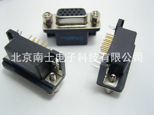 精工南士 镀金HDR15公头母头 VGA DR15针 DB15孔弯脚焊板式铆合