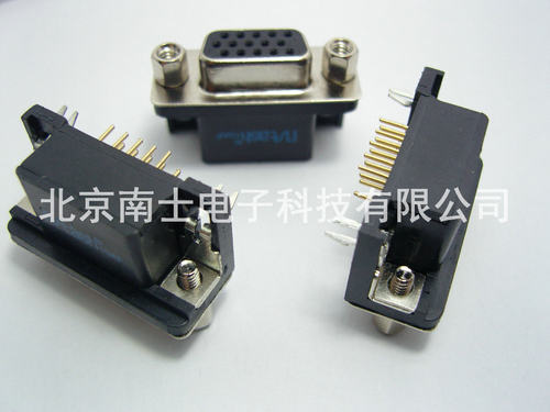 精工南士 镀金HDR15公头母头 VGA DR15针 DB15孔弯脚焊板式铆合