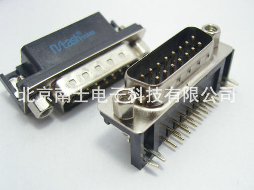 精工南士 镀金DR15公头 DR15针 DB15接头 90度弯脚 插板式 焊板式