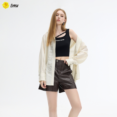 依妙EMU时尚前卫连帽外套女2025秋薄款轻盈飘逸休闲烫钻上衣