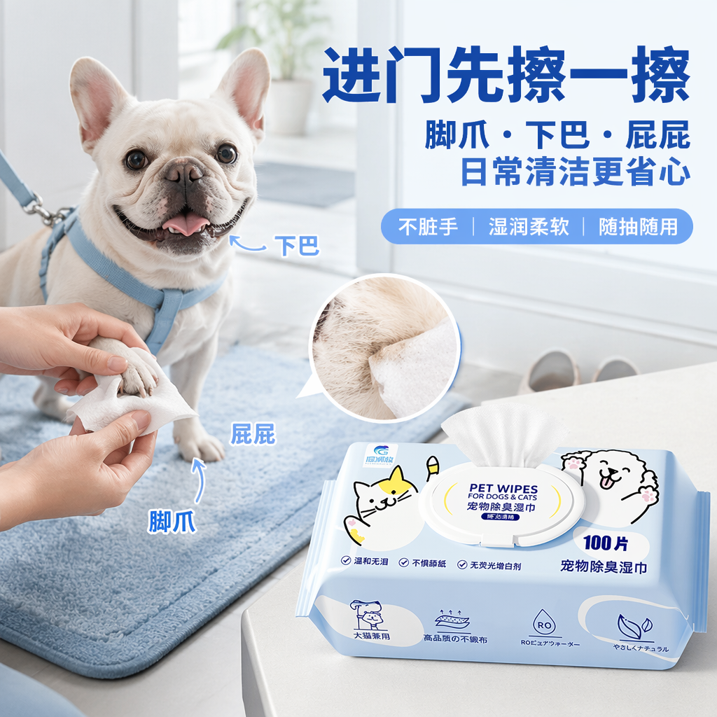 猫狗专用湿巾清洁抑菌免洗