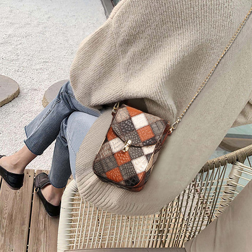 皮匠传奇真皮撞色欧美时尚手机包