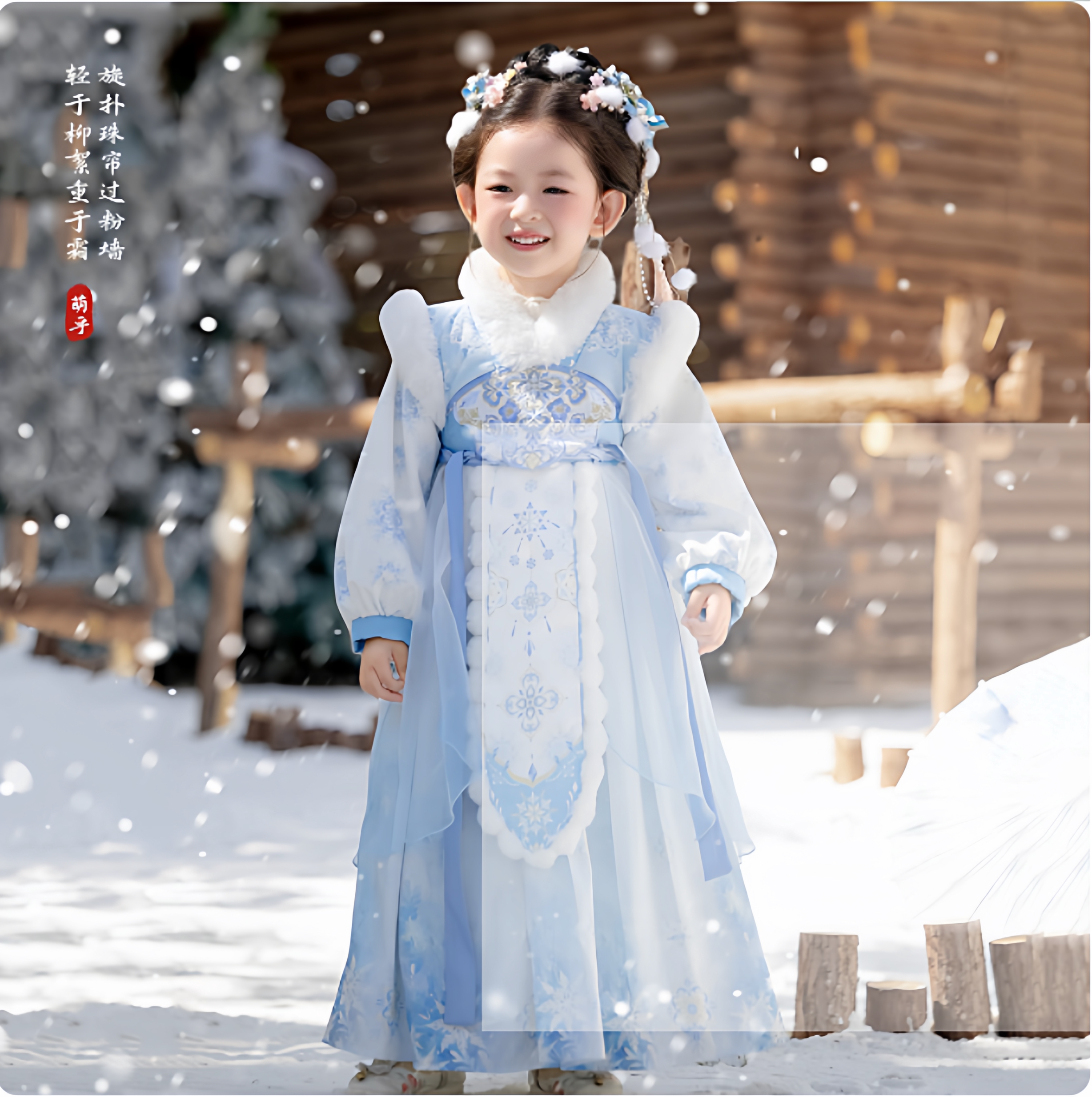 汉服女童秋冬2025新款儿童中国风超仙古风加绒连衣裙女孩公主襦裙
