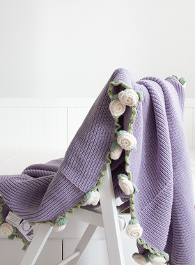 圆形花束毯 玫瑰花披肩毯休闲毯拍照道具花朵成品毯子礼品毛毯