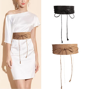 腰带女装饰百搭宽复古粗犷民族风编制绑带连衣裙大衣毛衣衬衫腰封