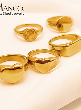 eManco欧美不锈钢戒指女小众百搭