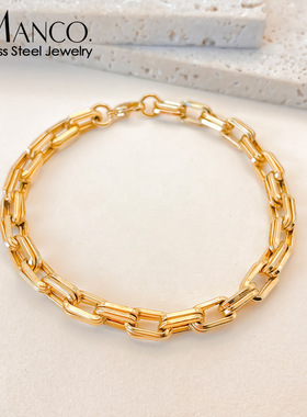 eManco双层回形针手链男士粗链