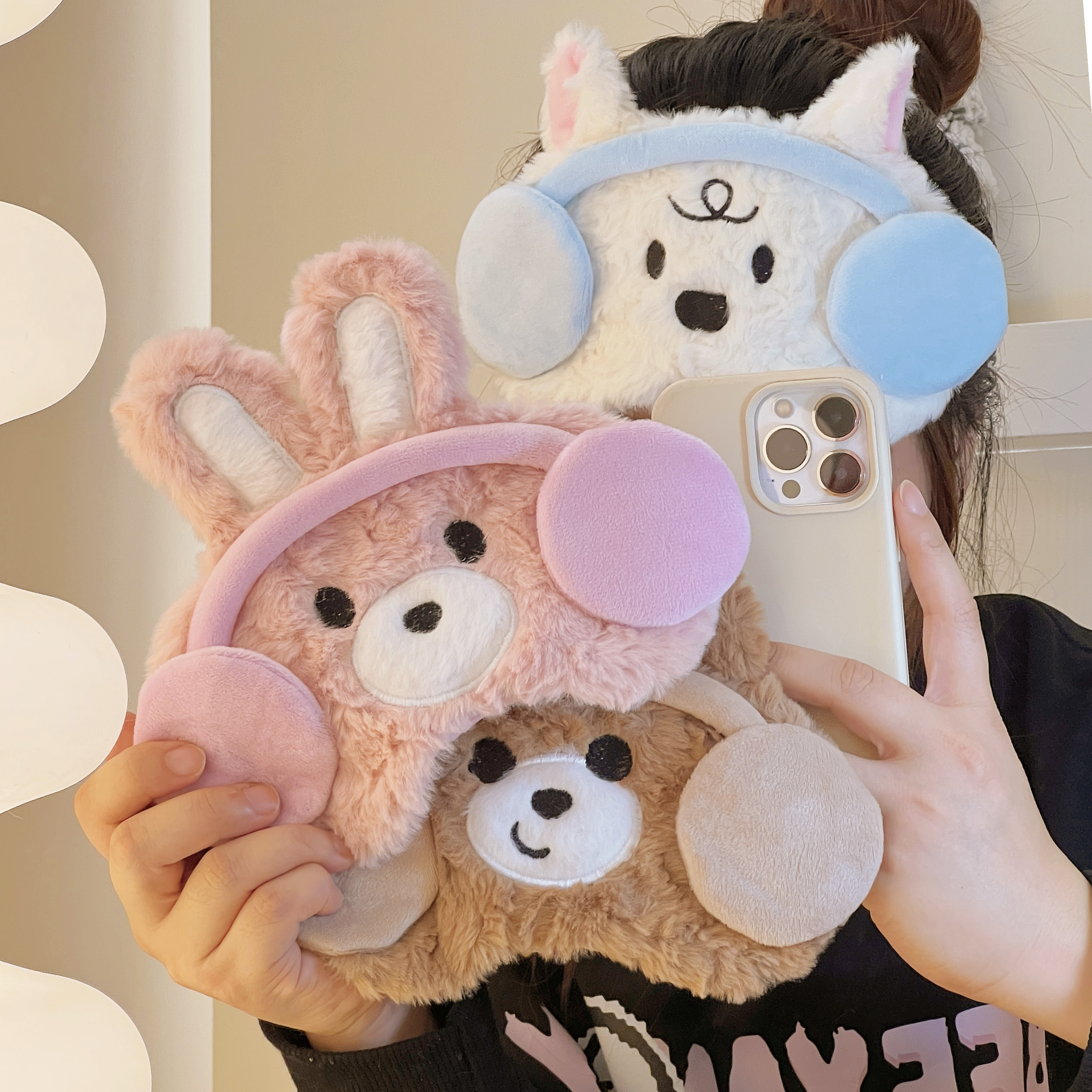 可爱毛绒动物眼罩创意卡通可拆卸冰袋冰敷遮光助睡眠眼睛套旅行女